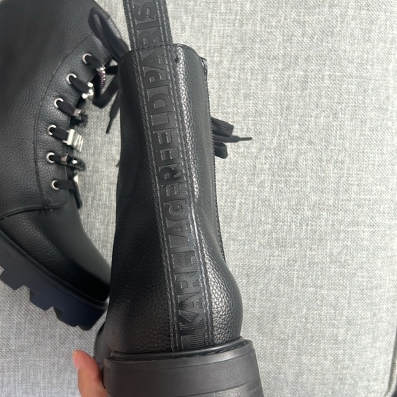 Karl Lagerfeld Paris Women's Mela Embellished Combat Booties Size 8 M - Picture 5 of 8